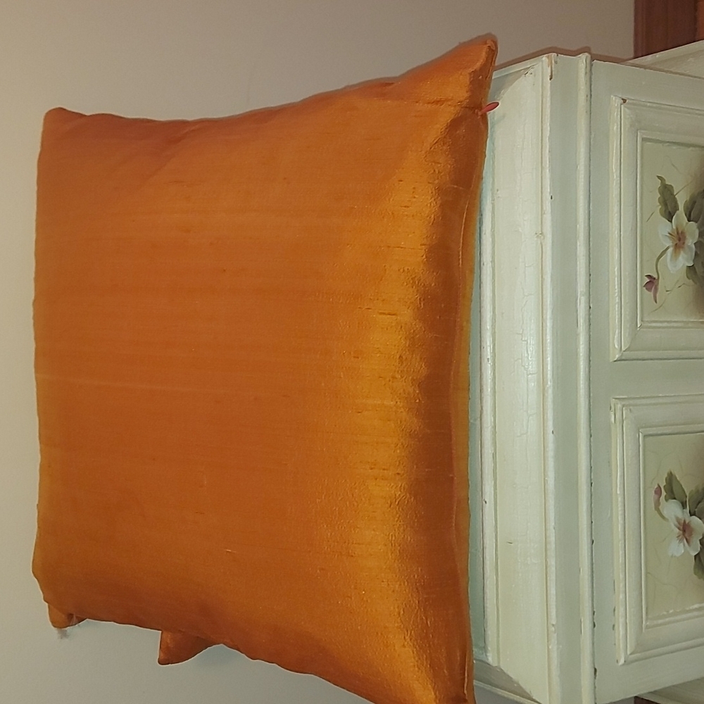 Pillows (2) Orange Silk Feather 50cmx50cm